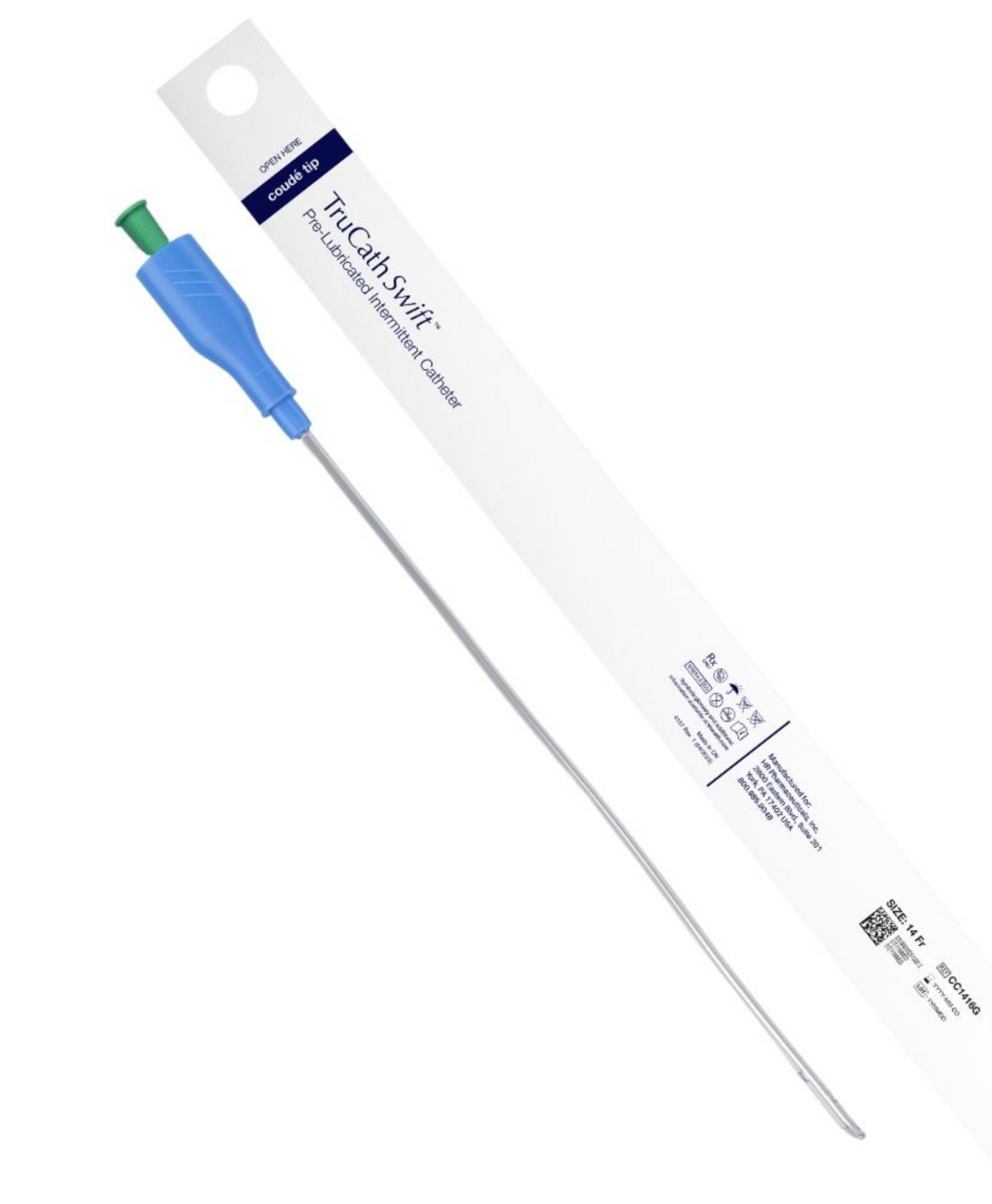 TruCath® Swift™ Pre-Lubricated Intermittent Catheter, Coudé Tip, TruProtect® Grip