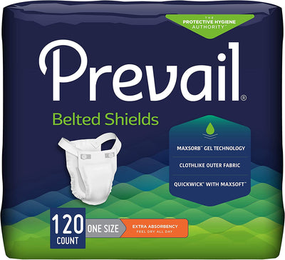 Prevail Incontinence Belted Shields, Extra Absorbency