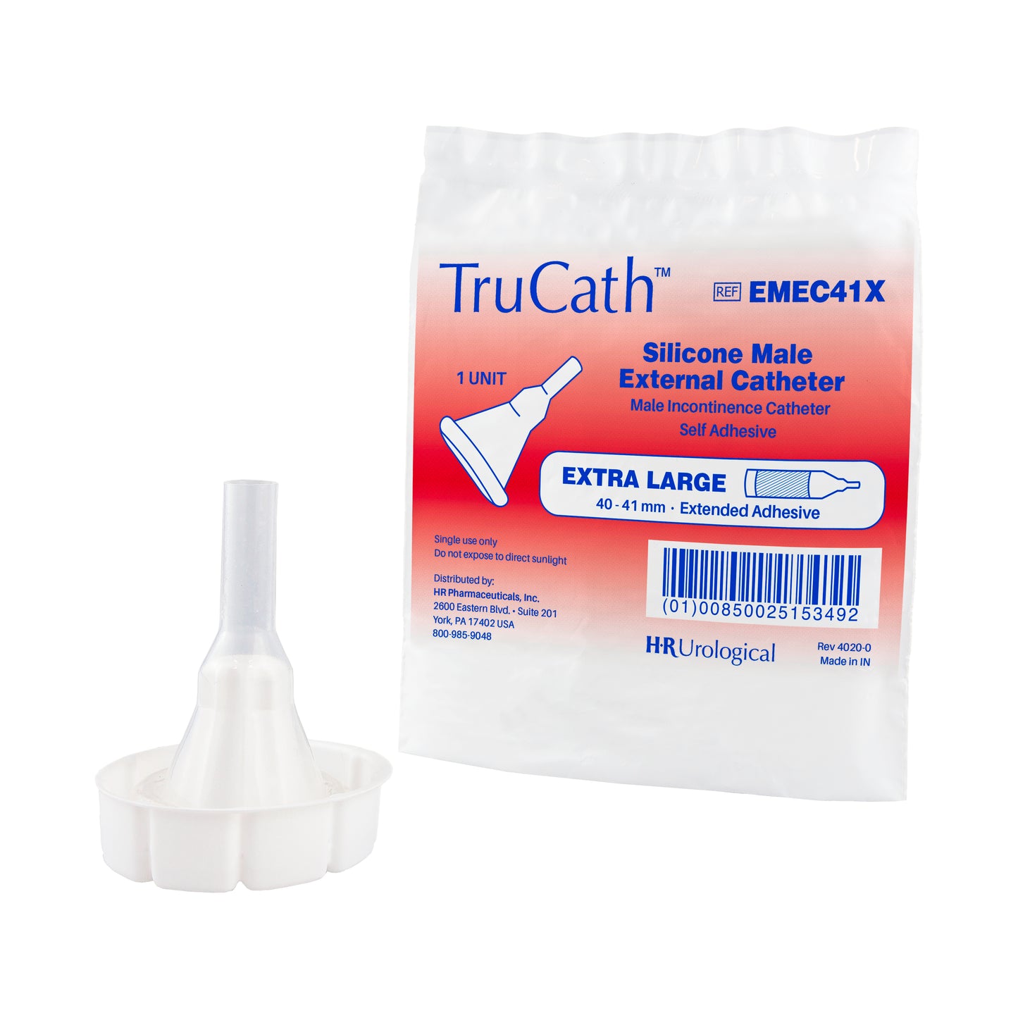 TruCath® 100% Silicone Male External Catheters, Extended Adhesive