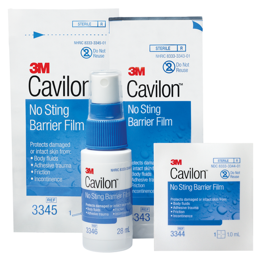 3M Cavilon No Sting Barrier Film available in wipe, wand, and spray formats