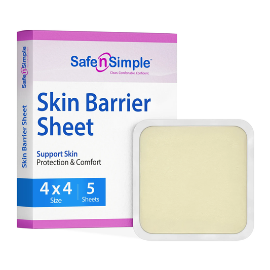 Safe-n-Simple 4-inch by 4-inch Skin Barrier Sheet, box of 5