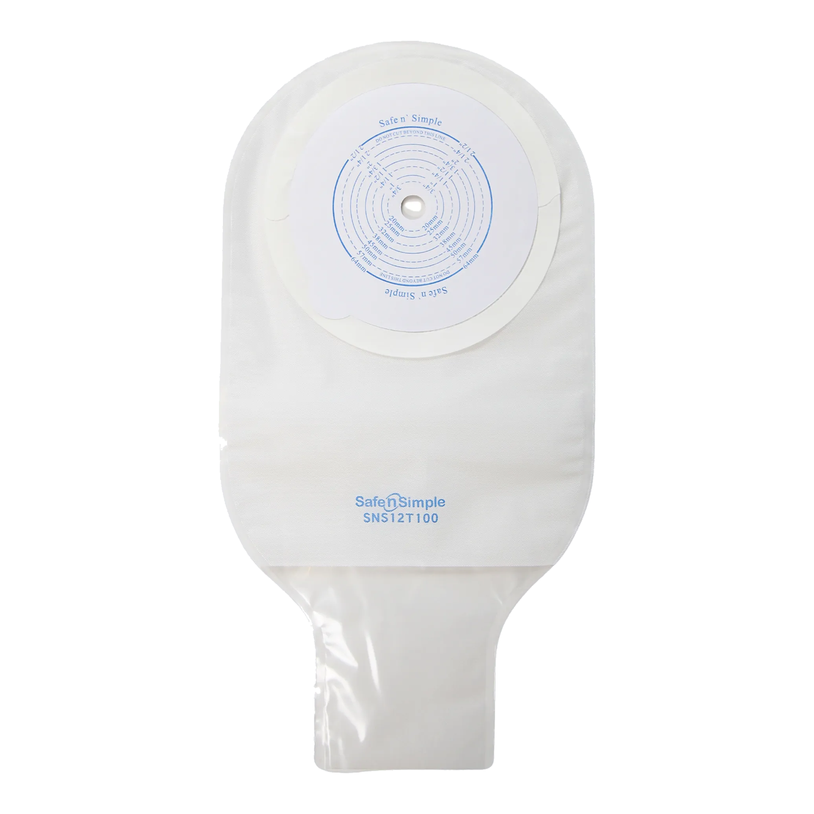 Safe-n-Simple 12-inch one-piece drainable ostomy pouch, transparent without filter, box of 10