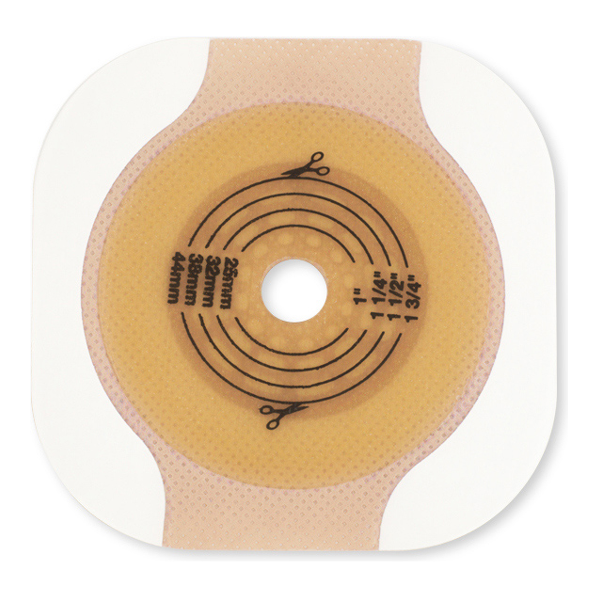 Hollister New Image Flat CeraPlus Skin Barrier with Tape — sizing guide