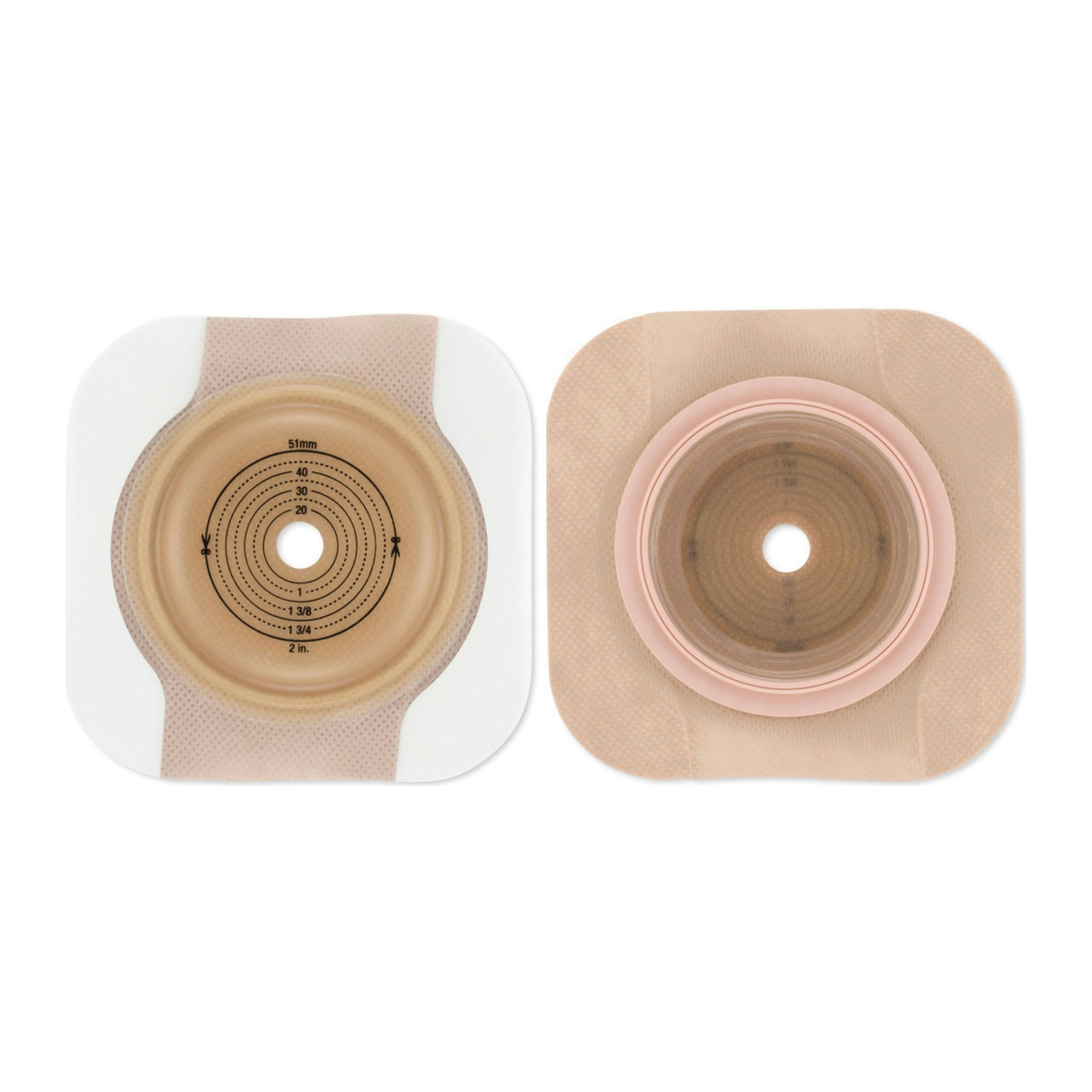 Hollister New Image Soft Convex CeraPlus Skin Barrier with Tape — two views