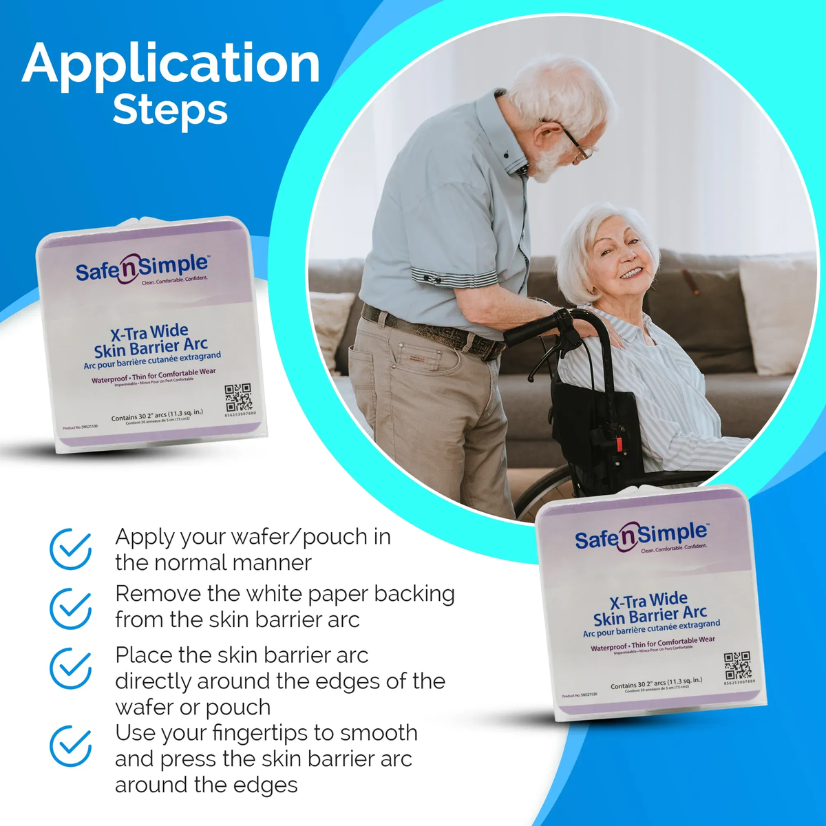 Safe-n-Simple Skin Barrier Sheet application steps