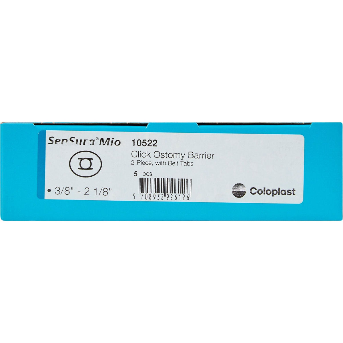 Coloplast SenSura Mio Click ostomy barrier 10522 package label on a white background