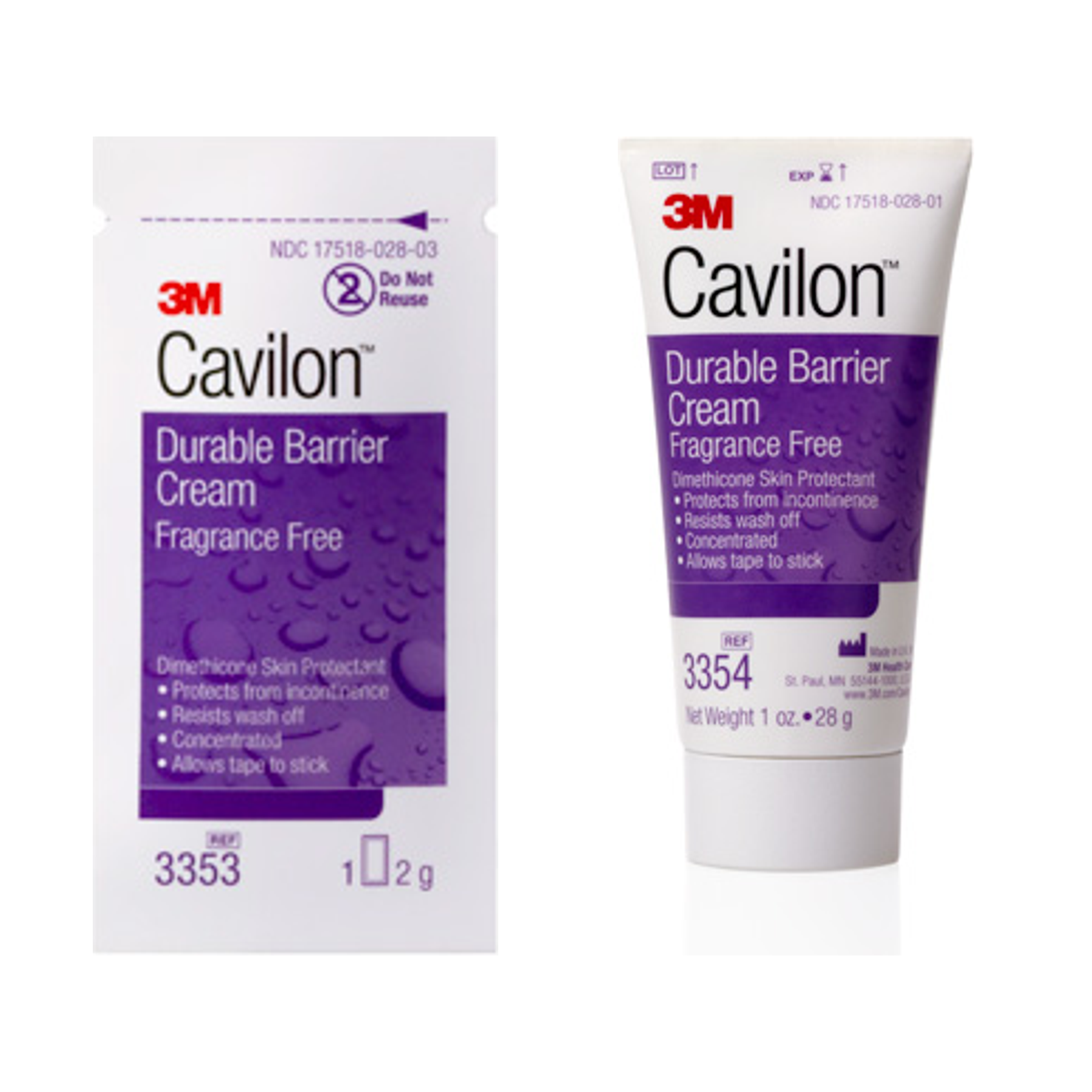 3M Cavilon Durable Barrier Cream available sachet and tube sizes
