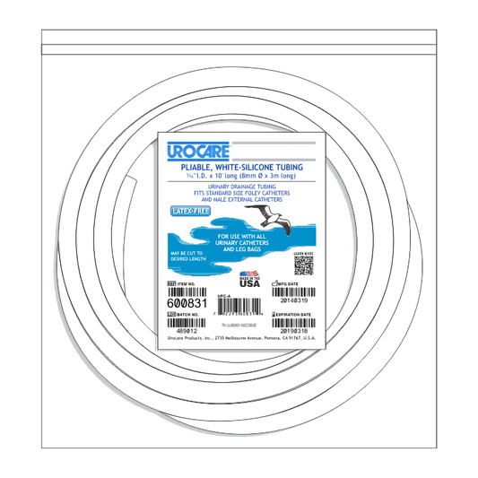 Urocare 600831 white-silicone drainage tubing, 10 ft