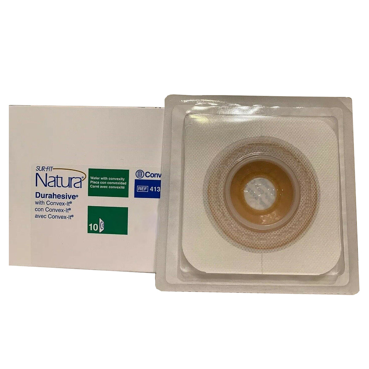 ConvaTec SUR-FIT Natura Durahesive CONVEX-IT barrier package and blister on white background