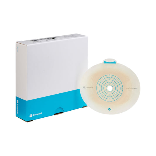 Coloplast SenSura Mio Click flat ostomy barrier 10522 with package on a white background