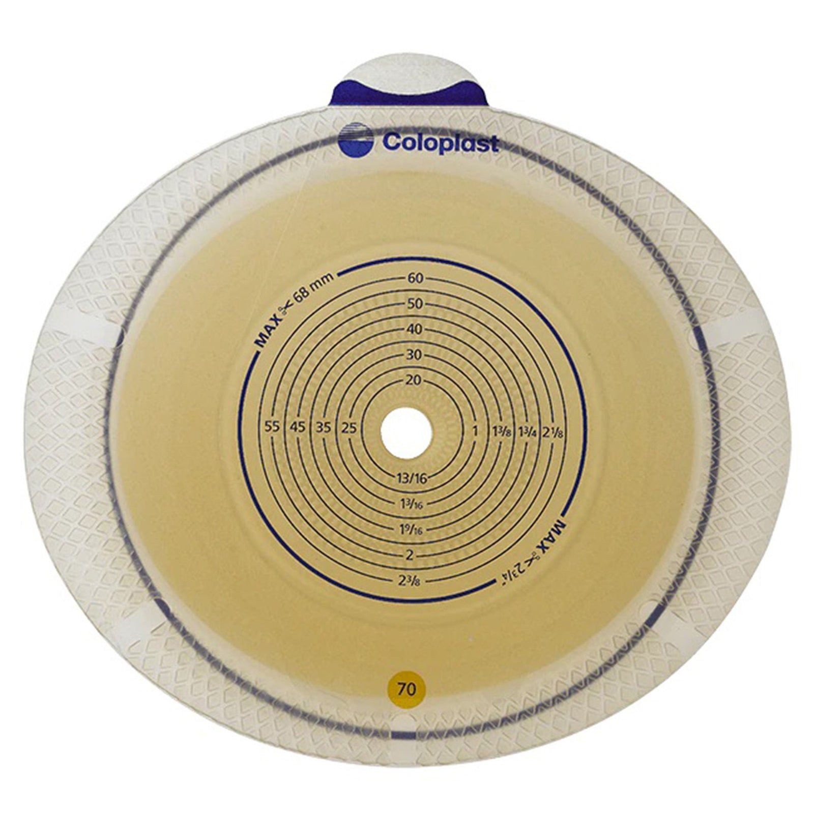 Coloplast SenSura Flex Xpro Two-Piece Flat Cut-to-Fit Ostomy Barrier. Exact CST10106 back view on white.