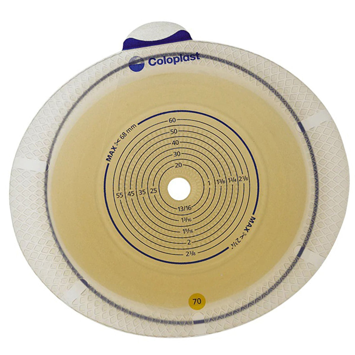 Coloplast SenSura Flex Xpro Two-Piece Flat Cut-to-Fit Ostomy Barrier. Exact CST10106 left view on white.
