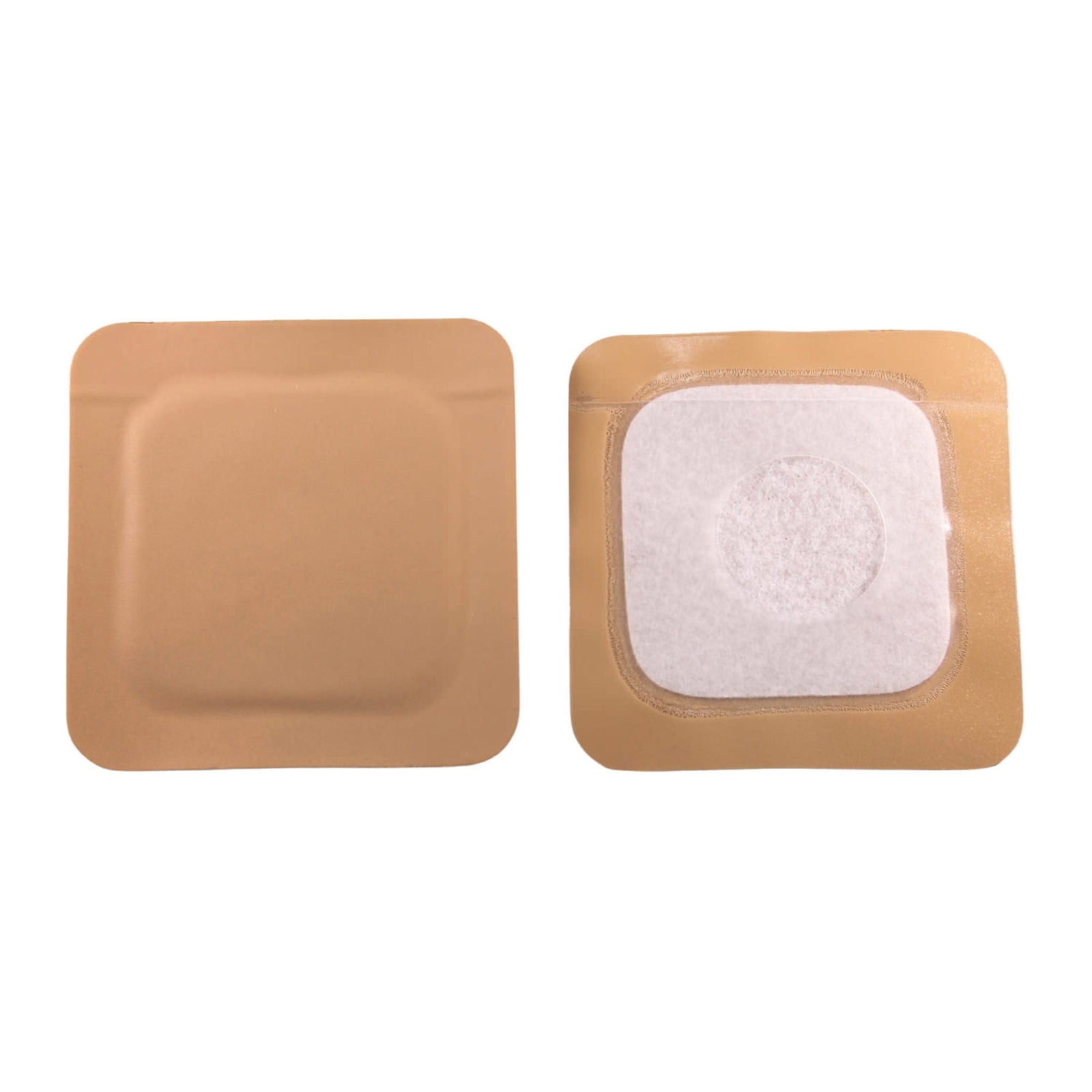 Austin Medical G-1 AMPatch Stoma Cover, 3 x 3 inch with 1 1/8 inch center opening — front and back views