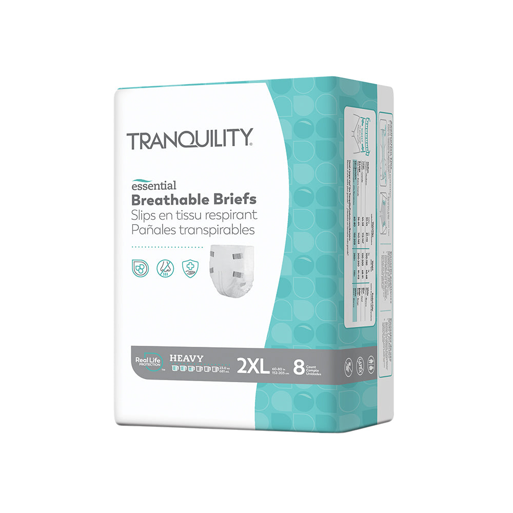 Tranquility Essential Breathable Adult Briefs with Tabs, Heavy Absorbency