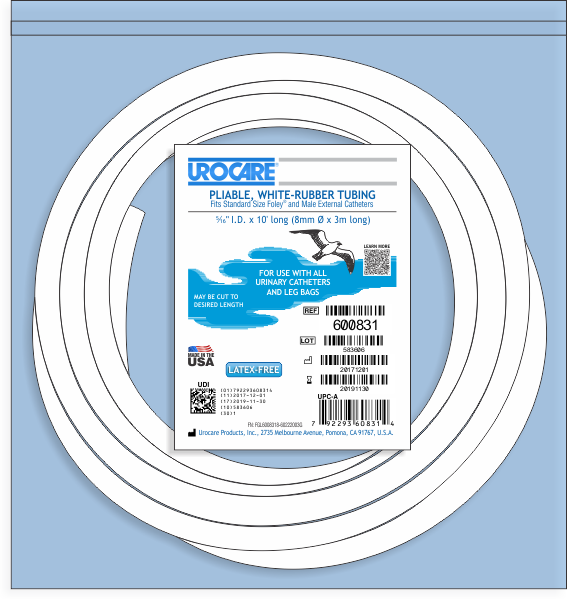 Urocare White-Silicone Elastomer Drainage Tubing