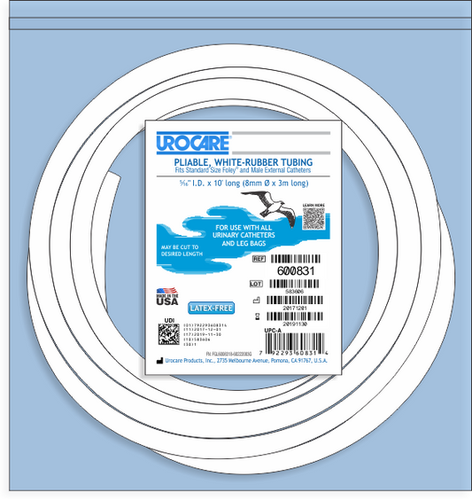 Urocare White-Silicone Elastomer Drainage Tubing