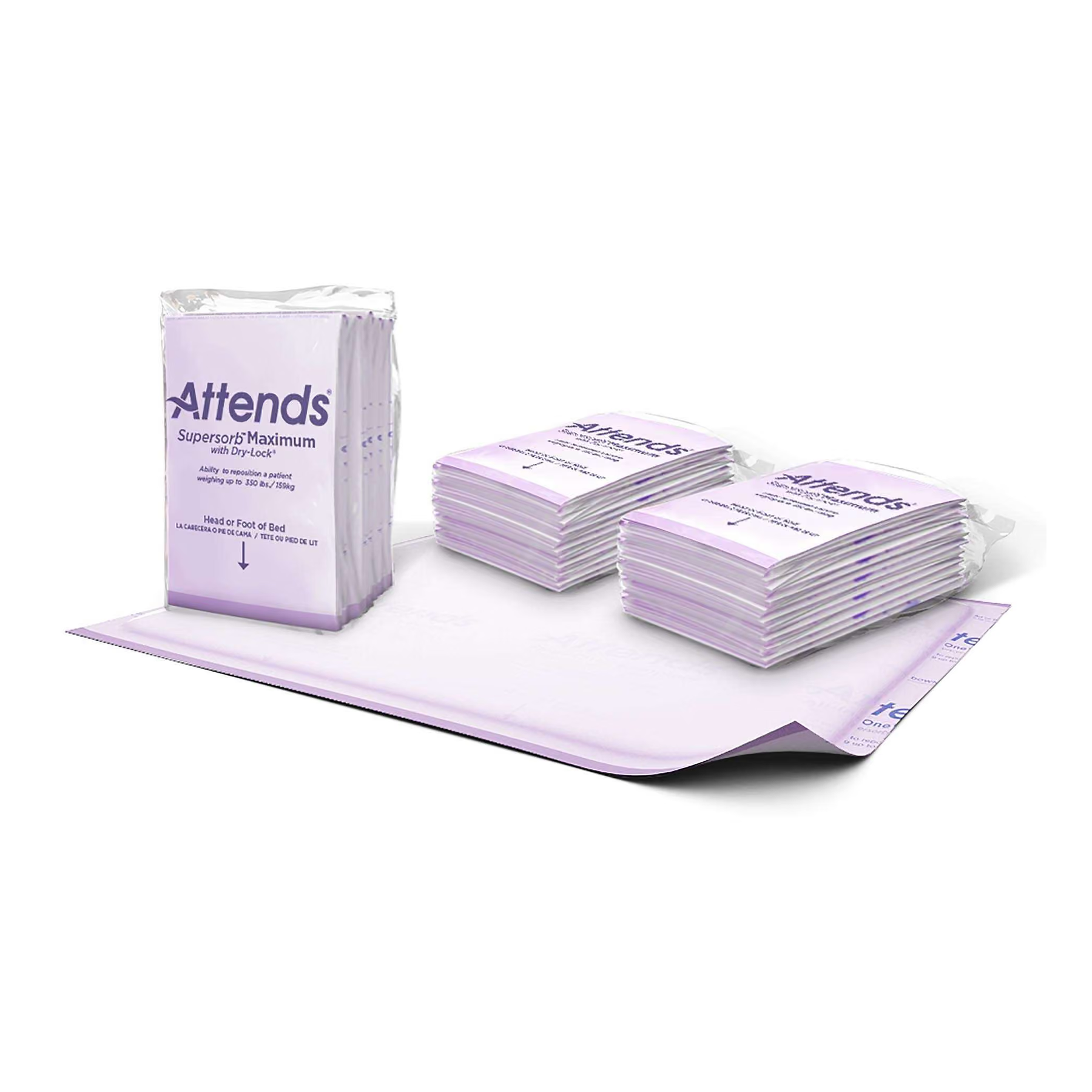 Attends Supersorb Premium Underpads on a white background
