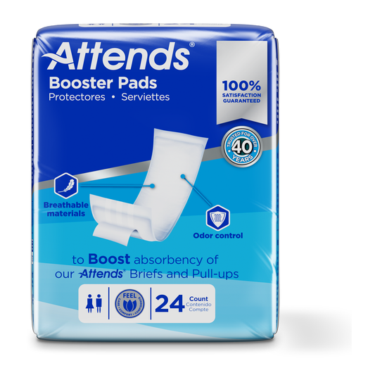 Attends Booster Pads 24-count package on a white background
