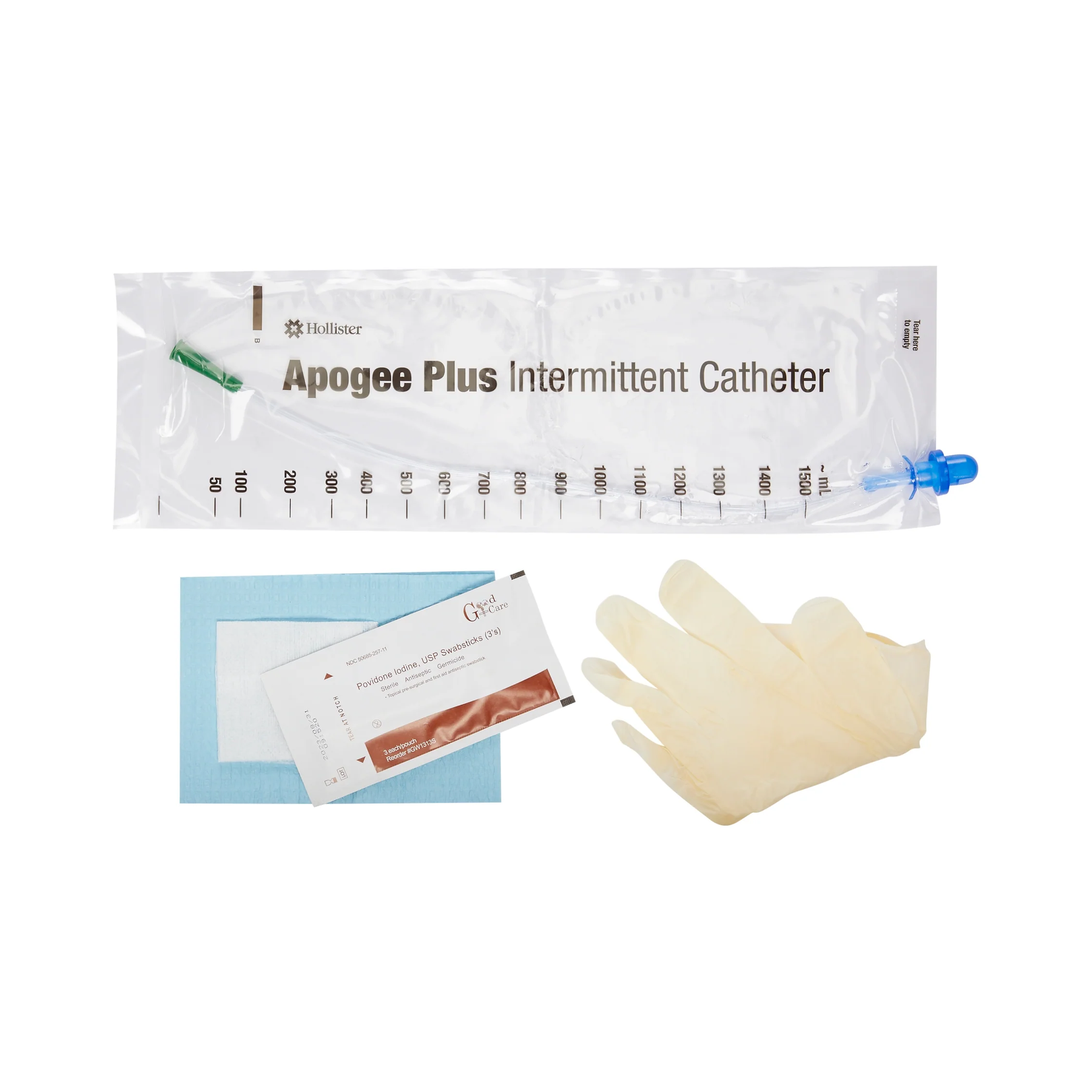 Hollister Hollister Intermittent Catheter Kit Apogee® Closed System / Firm Tip 14 Fr. w/ 1500 ml Bag (AMB14FB) on a white background