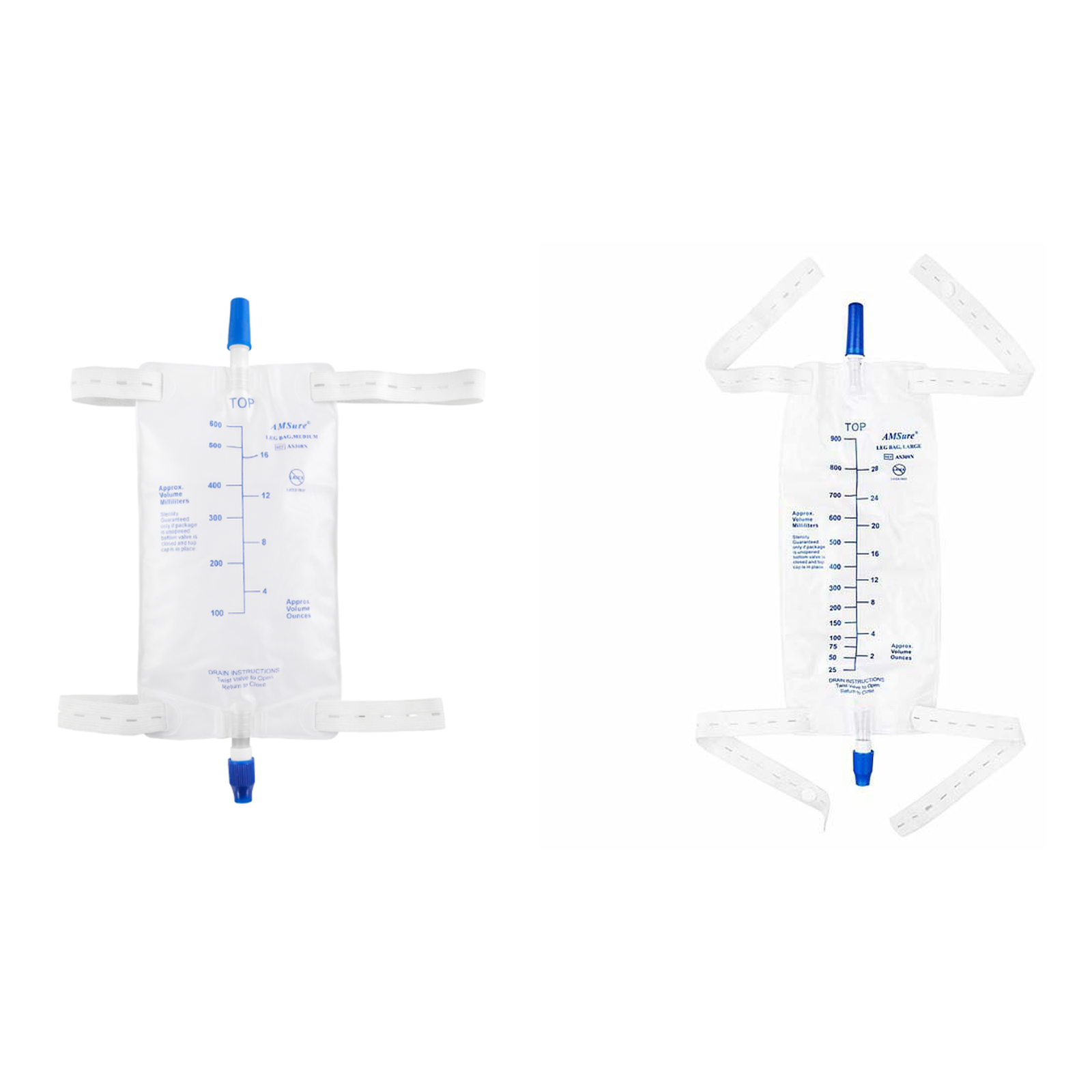 AMSure AS308N and AS309N twist-turn urinary leg bag family