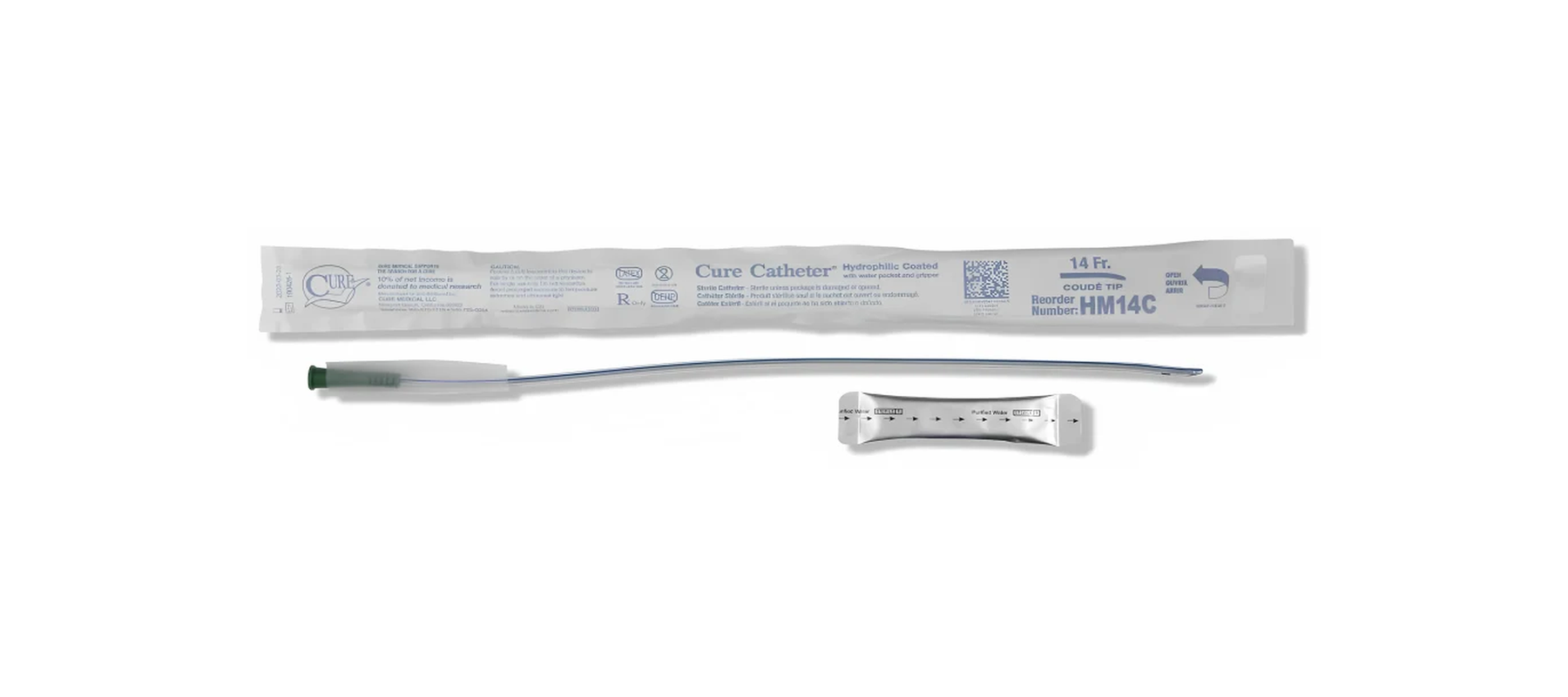 Cure Hydrophilic Coude Tip Intermittent Catheter - Male