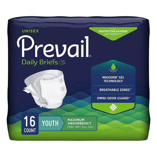 Prevail Traditional Briefs maximum absorbency youth and small on a white background