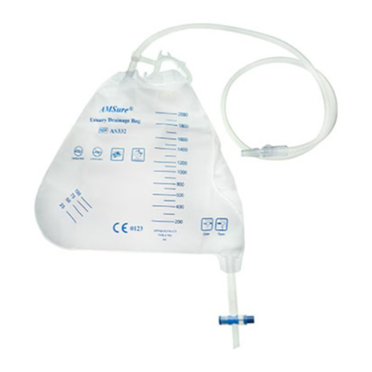 Amsino AMSure urinary drainage bag with T-Tap drain port