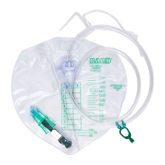 Bard Latex-Free 2000 mL Drainage Bag with Anti-Reflux Chamber