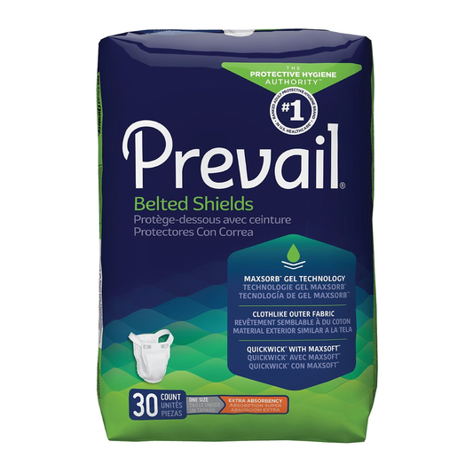 Prevail belted shields extra absorbency on a white background