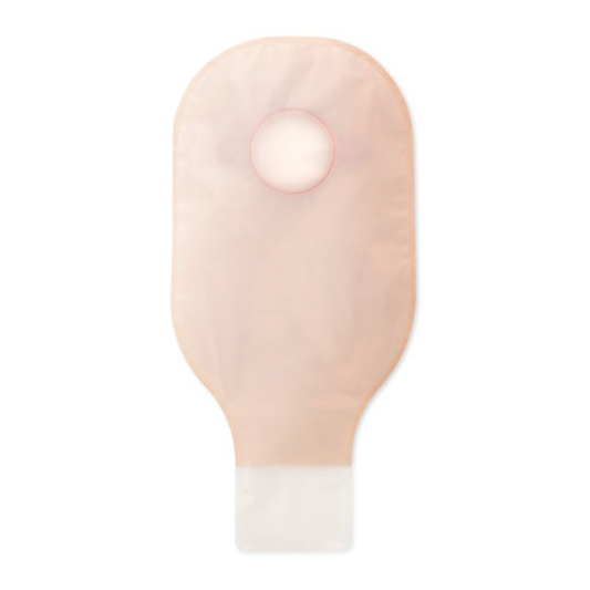 Hollister New Image Two-Piece Drainable Ostomy Pouch with clamp on a white background