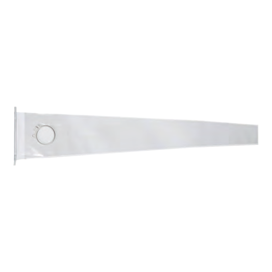 Coloplast Assura transparent irrigation sleeve with green 40 mm coupling on white