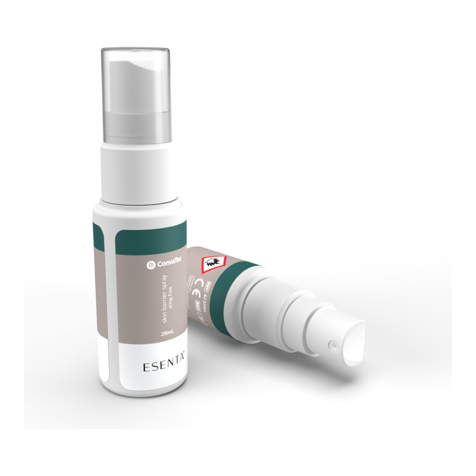 ConvaTec ESENTA sting-free skin barrier pump spray bottle detail