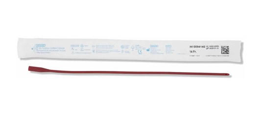 Bard Medical Bard All Purpose Red Rubber Urethral Catheter (BA277708, BA277708-BX) on a white background