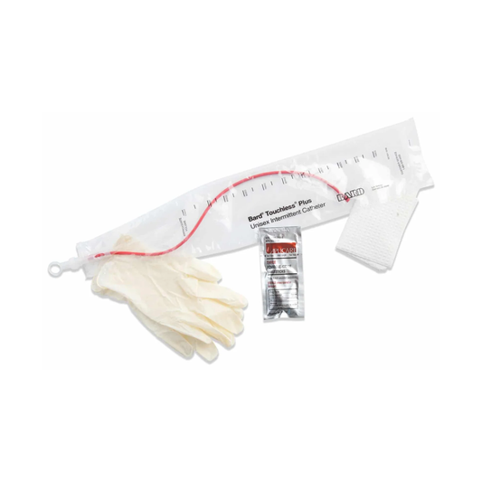 Bard Medical Bard Touchless Plus Closed System Red Rubber Catheter Kit with Collection Bag - Unisex (BA4A5042, BA4A5042-CS) on a white background