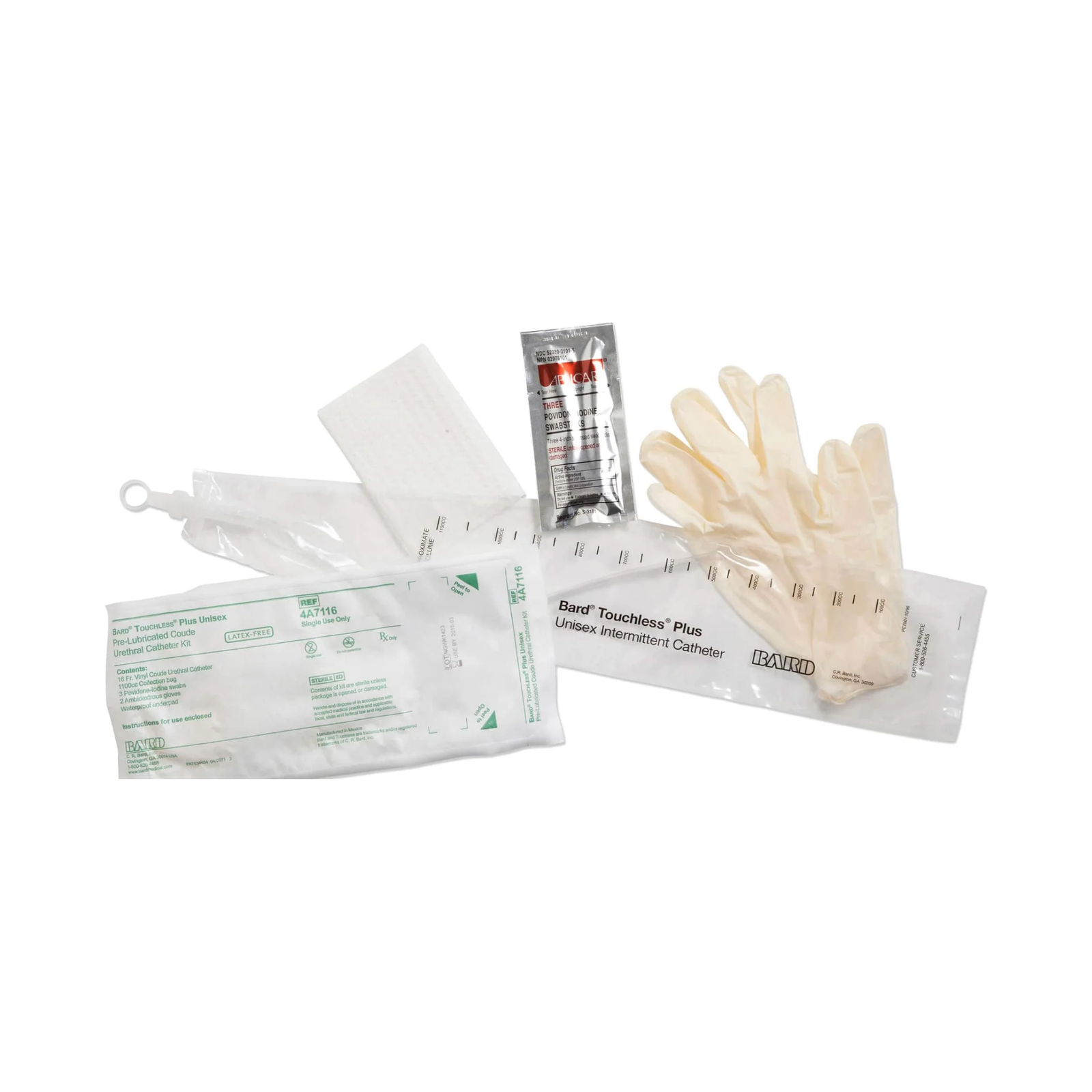 Bard Medical Bard Touchless Plus Closed System Intermittent Catheter Kit - Coude Tip (BA4A7114, BA4A7114-CS) on a white background