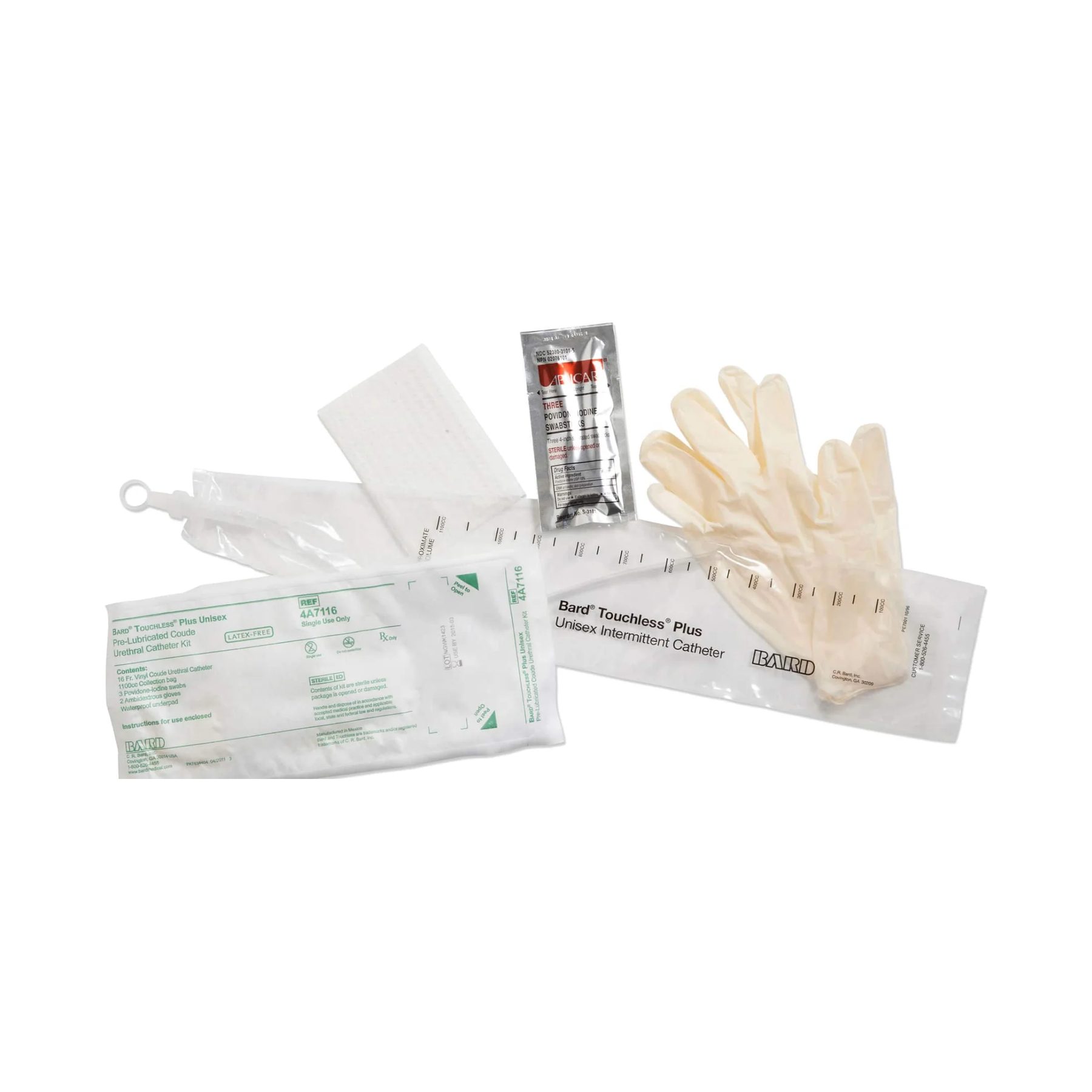 Bard Medical Bard Touchless Plus Closed System Intermittent Catheter Kit - Coude Tip (BA4A7114, BA4A7114-CS) on a white background