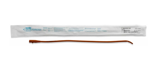 Bard Medical Bard Bardia Red Rubber Coude Catheter (BA802512, BA802514) on a white background