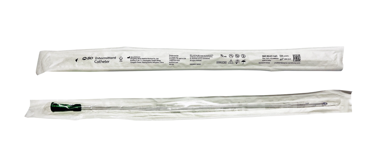 Bard Medical Bard BD Coude Tip Intermittent Catheter - Male (BABUC12C, BABUC12C-BX) on a white background