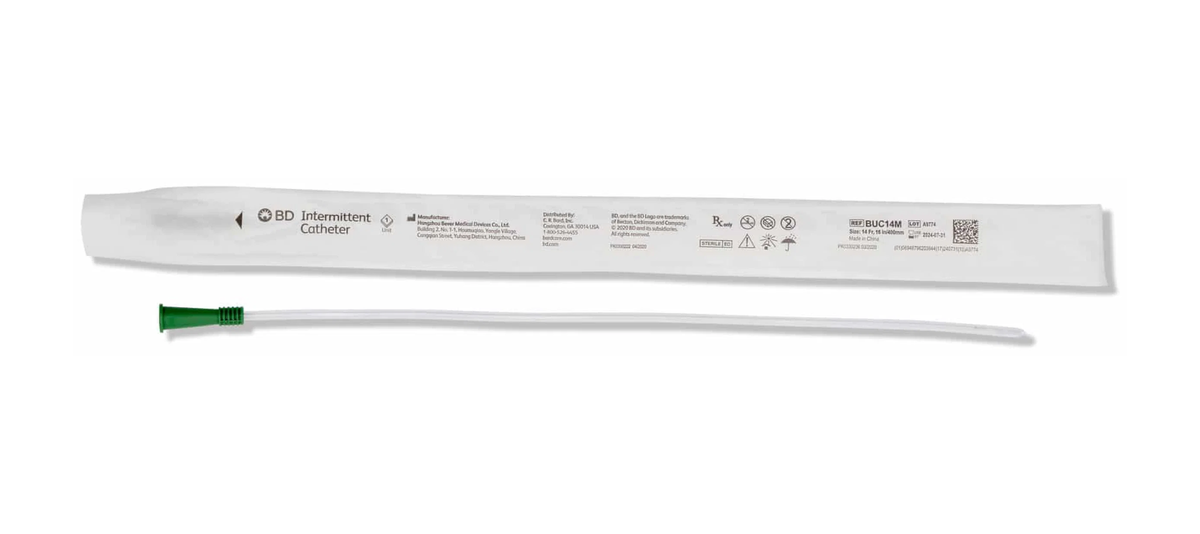 Bard Medical Bard BD Straight Tip Intermittent Catheter - Male (BABUC12M, BABUC12M-BX) on a white background