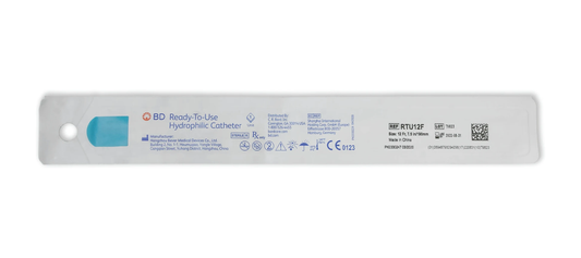 Bard Medical Bard BD Hydrophilic Straight Tip Intermittent Catheter - Pediatric (BARTU06P, BARTU06P-BX) on a white background