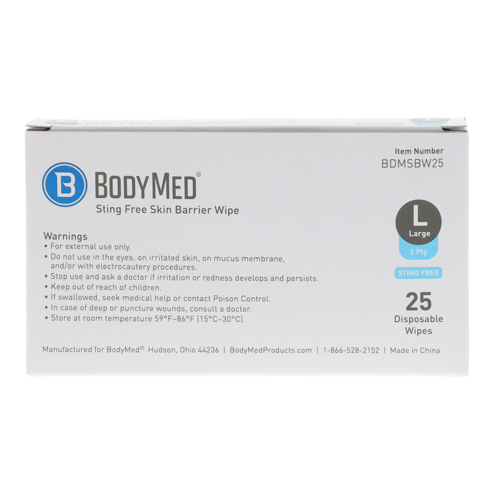 BodyMed Sting Free Skin Barrier Wipes package directions and warnings