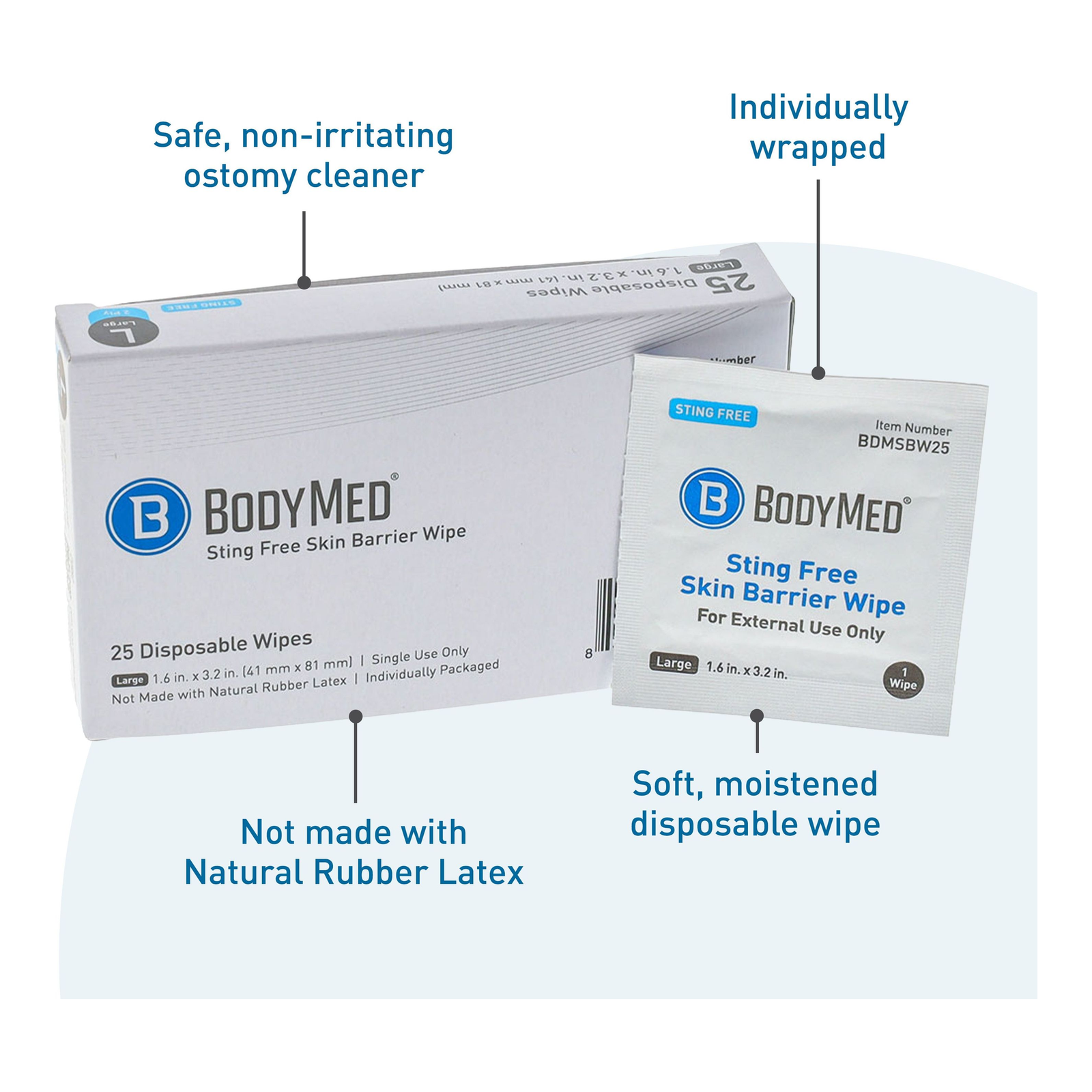 BodyMed Sting Free Skin Barrier Wipes features