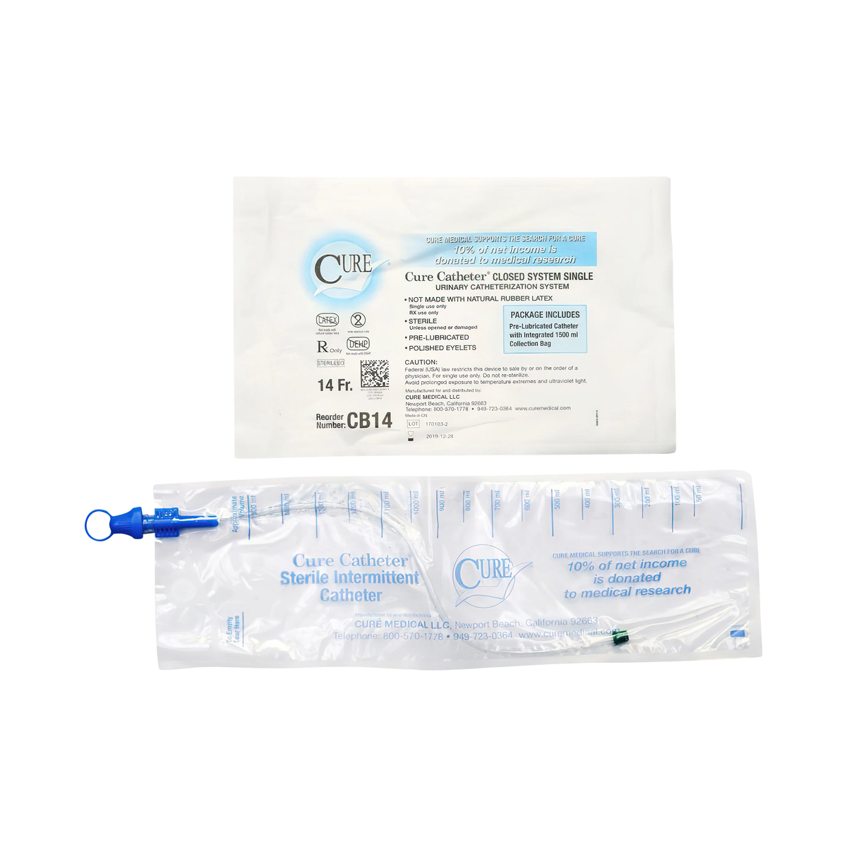 Convatec Cure Closed System Catheter (CMCB8, CMCB8-CS) on a white background