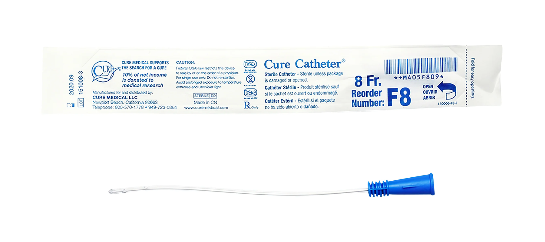 Convatec Cure Intermittent Catheter - Female (CMF8, CMF8-BX) on a white background