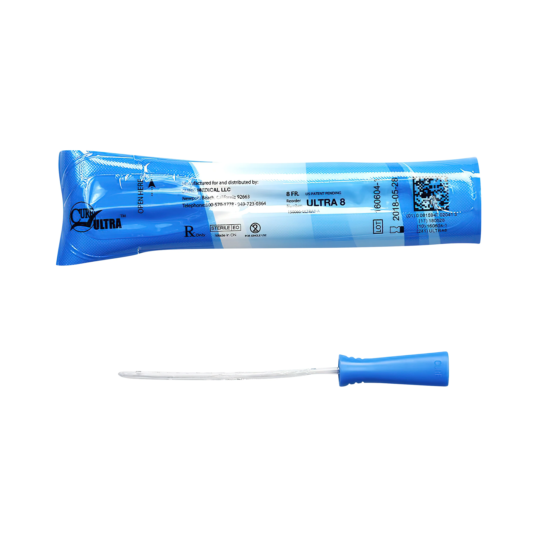 Convatec Cure Ultra Intermittent Catheter - Female (CMULTRA8, CMULTRA8-BX) on a white background