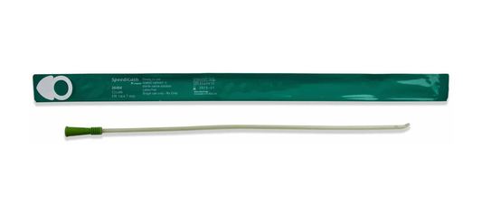 Coloplast Coloplast SpeediCath Tapered Coude Tip Intermittent Catheter - Male (CO28490, CO28490-BX) on a white background