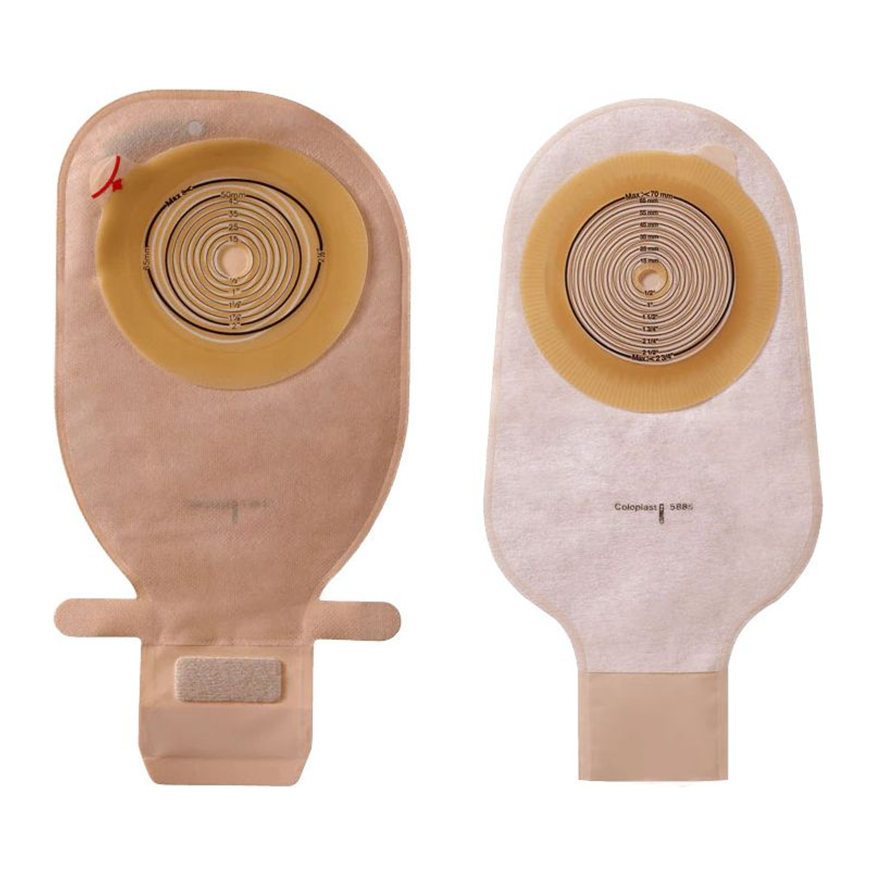 Coloplast Assura flat MINI one-piece drainable pouches in transparent and opaque colors