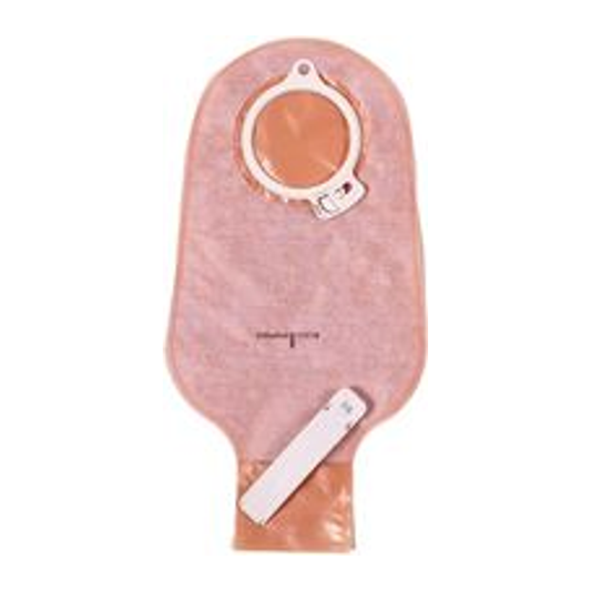 Coloplast Assura two-piece MAXI opaque drainable pouch with clamp and no filter; coupling size and color vary by selected exact SKU