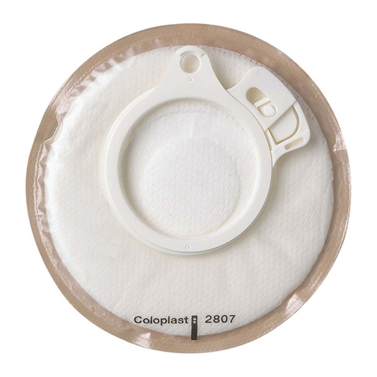Coloplast Assura opaque urostomy minicap; coupling size and color vary by selected SKU