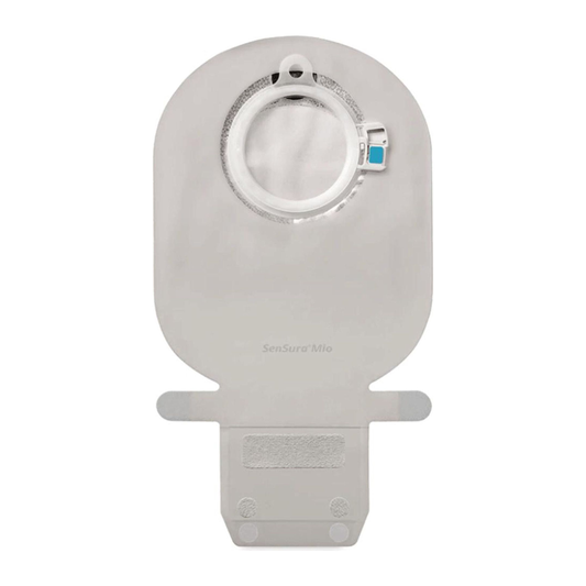 Coloplast SenSura Mio Click MAXI two-piece drainable pouch, opaque filtered view; coupling and color vary by SKU.